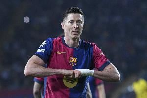 莱万自加盟巴萨以来联赛打进75球，同期五大联赛并列第二多